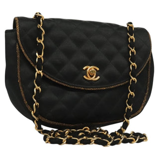 Chanel Vintage Half Moon Chain Bag Quilted Satin with Braided Detail