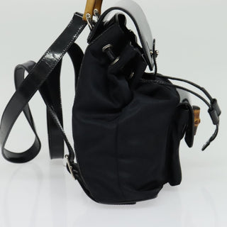 Gucci Vintage Bamboo Backpack Nylon and Patent Leather