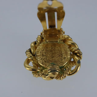 Chanel Vintage Round Clip-On Earrings Metal with Faux Pearl