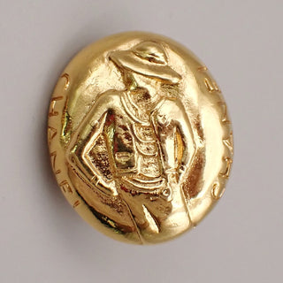 Chanel Mademoiselle Oval Button Earrings Clip-On Gold-plated