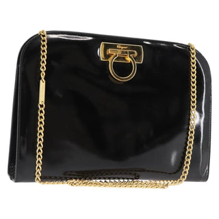 Salvatore Ferragamo Vintage Gancini Chain Shoulder Bag Patent Leather
