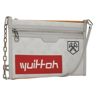 Louis Vuitton Double Flat Messenger Bag Limited Edition Logo Story Monogram Canvas and Denim