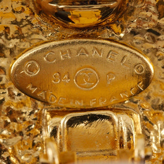Chanel Vintage Diamond Clip-On Earrings Gold-plated
