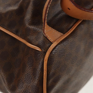 Celine Vintage Drawstring Flap Backpack Macadam Coated Canvas