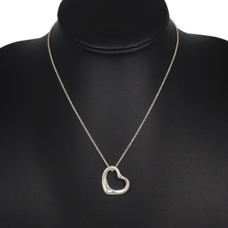 Tiffany & Co. Elsa Peretti Open Heart Pendant Necklace Sterling Silver
