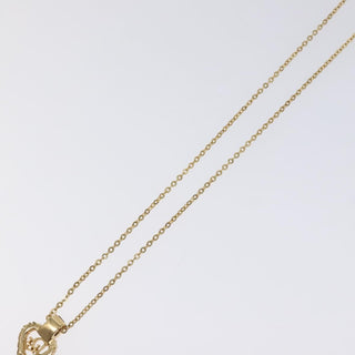 Christian Dior Logo Heart Pendant Necklace Metal with Crystal