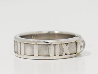 Tiffany & Co. Atlas Band Ring 18K White Gold with Diamonds