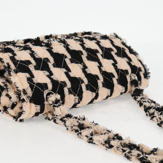 Chanel Classic Single Flap Bag Quilted Houndstooth Tweed and Ribbon