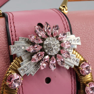 Miu Miu Madras Crystal Buckle Shoulder Bag Leather