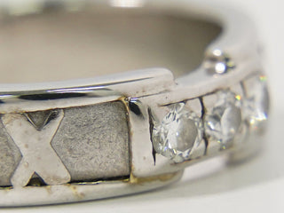 Tiffany & Co. Atlas Band Ring 18K White Gold with Diamonds