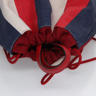 Gucci Logo Drawstring Backpack Striped Canvas