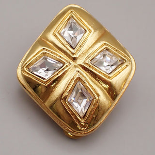 Chanel Vintage CC Diamond Clip-On Earrings Metal