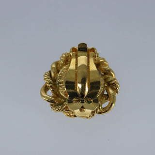 Chanel Vintage Round Clip-On Earrings Metal with Faux Pearl