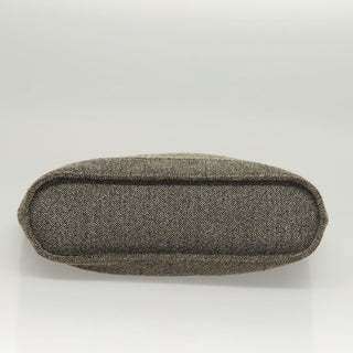 Chanel Vintage Chocolate Bar Metal Ring Tote Quilted Canvas