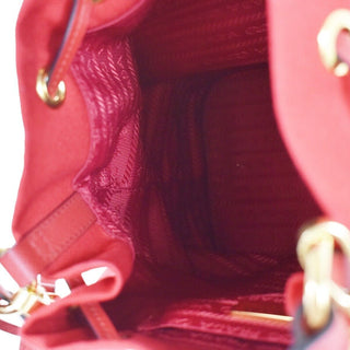 Prada Drawstring Bucket bag Canvas and Wicker