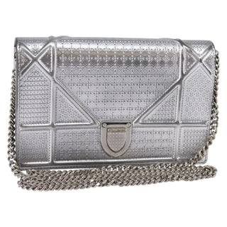 Christian Dior Diorama Wallet on Chain Metallic Distressed Calfskin