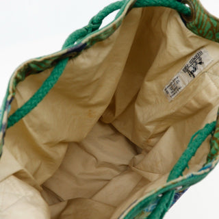 Hermes Vintage Drawstring Bucket Shoulder Bag Printed Canvas