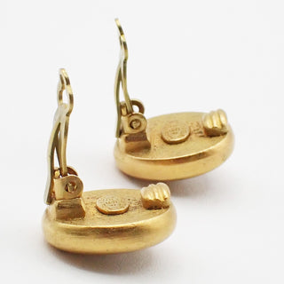 Chanel Vintage Round Clip-On Earrings Metal with Faux Pearl