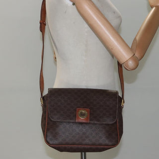 Celine Vintage Macadam Shoulder Bag Canvas and Leather