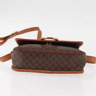 Celine Vintage Macadam Circle Logo Shoulder Bag Canvas and Leather