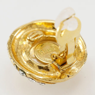 Chanel Vintage Round CC Clip-On Earrings Metal with Faux Pearl