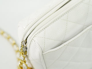 Chanel Vintage Diamond CC Camera Shoulder Bag Quilted Caviar