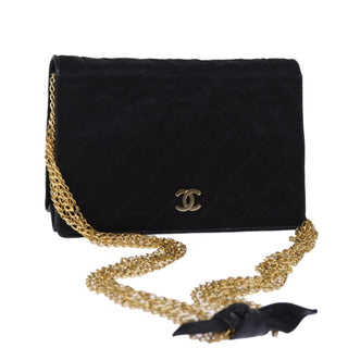 Chanel Vintage Full Flap Shoulder Bag Quilted Satin
