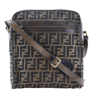 Fendi Zip Around Messenger Bag Zucca Canvas