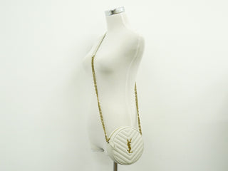 Saint Laurent Vinyle Round Camera Bag Matelasse Chevron Leather