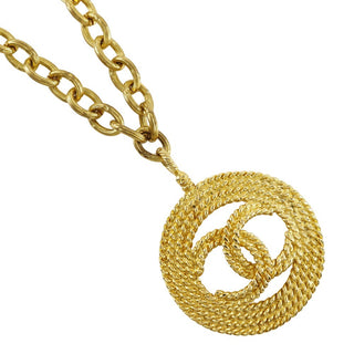 Chanel Vintage CC Round Cut-Out Pendant Necklace Metal