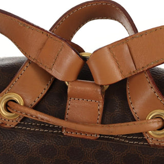 Celine Vintage Drawstring Flap Backpack Macadam Coated Canvas