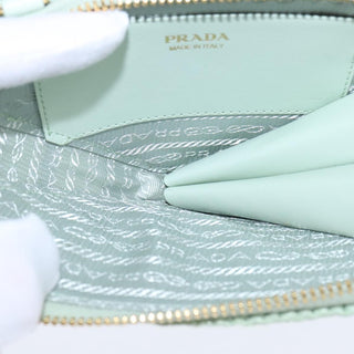 Prada Triangle Logo Zip Around Shoulder Bag Raffia and Leather