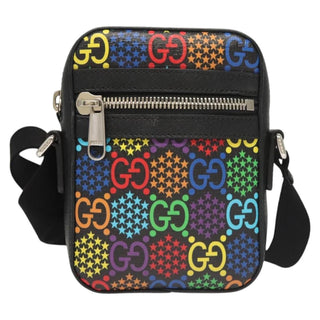 Gucci Front Zip Messenger Bag Psychedelic Print GG Coated Canvas
