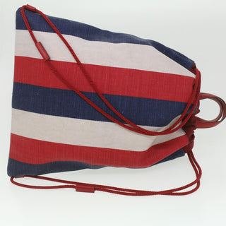 Gucci Logo Drawstring Backpack Striped Canvas