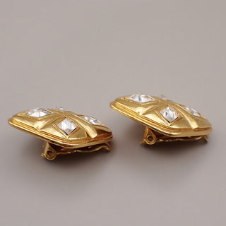 Chanel Vintage CC Diamond Clip-On Earrings Metal