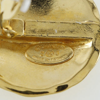 Chanel Vintage CC Quilted Round Button Clip-On Earrings Metal