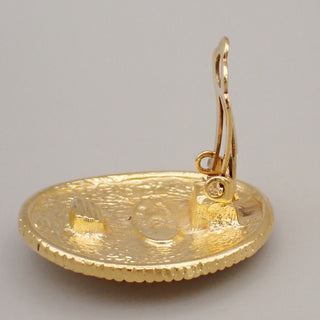 Chanel clips bouton ovale ange logo Gold-plated