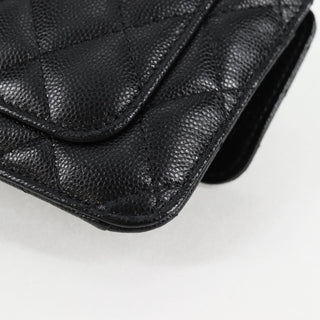 Chanel Foldable Tote Bag with Chain Quilted Caviar with Printed Nylon