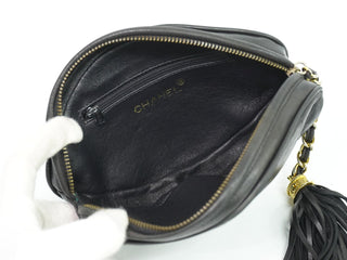 Chanel Vintage Diamond CC Tassel Clutch Quilted Lambskin