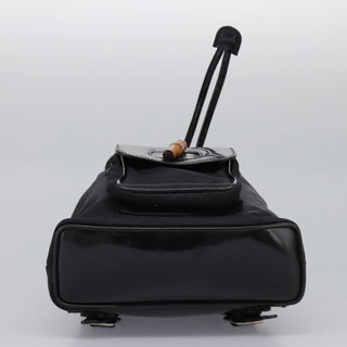 Gucci Vintage Bamboo Backpack Nylon and Patent Leather