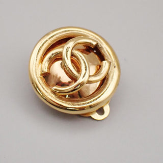 Chanel Vintage CC Round Clip-On Earrings Metal