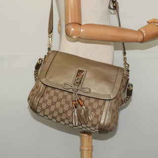 Gucci Bella Flap Shoulder Bag GG Canvas with Leather