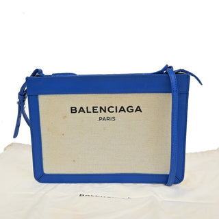 Balenciaga Navy Pochette Canvas and Leather