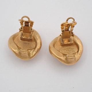 Chanel Vintage Round Clip-On Earrings Metal with Faux Pearl