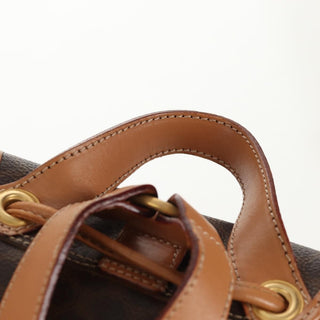 Celine Vintage Drawstring Flap Backpack Macadam Coated Canvas