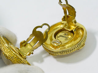 Chanel CC Hoop Clip-On Earrings Crystal Embellished Metal