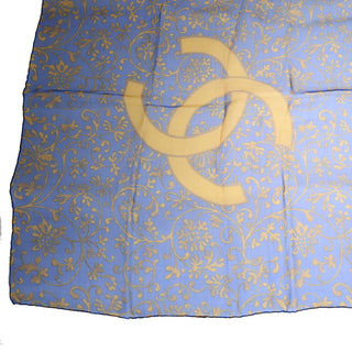 Chanel Scrunchie and Square Scarf Hair Tie Set Printed Silk