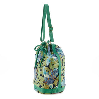 Hermes Vintage Drawstring Bucket Shoulder Bag Printed Canvas