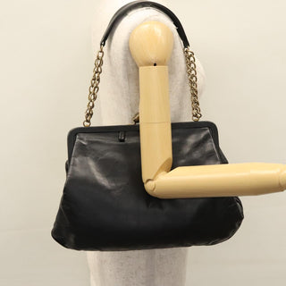 Chanel Kisslock Chain Frame Shoulder Bag Glazed Calfskin