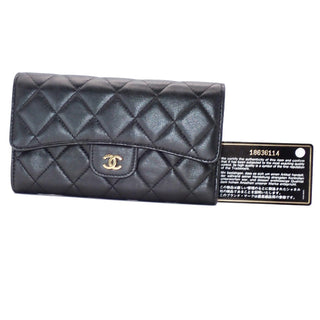 Chanel Trifold Classic Flap Wallet Quilted Lambskin